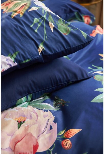 Biancheria da letto matrimoniale in cotone sateen blu navy 200 x 200 cm Floret - Bonami Selection