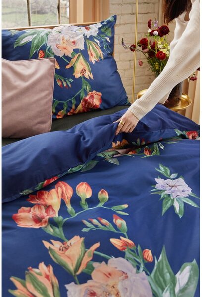 Biancheria da letto matrimoniale in cotone sateen blu navy 200 x 200 cm Floret - Bonami Selection