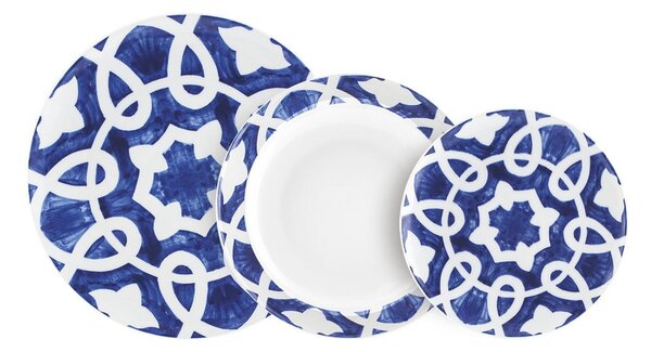 Set di 18 pezzi di piatti in porcellana bianca e blu Vietri - Villa Altachiara