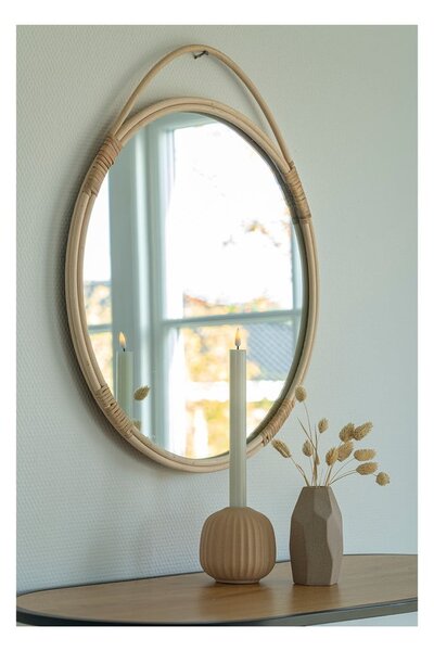 Specchio da parete con cornice in rattan ø 50 cm Malo - House Nordic