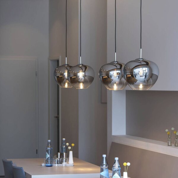 SLV Lampada a sospensione in vetro Pantilo Convex, dimmerabile, Cromo / Argento, Soggiorno / Sala da pranzo, Metallo, Moderno, Lampada a sospensione