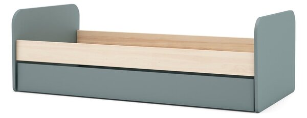 Letto da bambini estraibile verde polveroso con effetto pino con contenitore con rete inclusa 90x200 cm Esteban – Marckeric