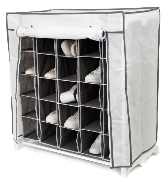 Scarpiera in tessuto bianco e nero Scarpe, 25 scomparti - Compactor