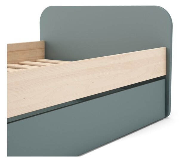 Letto da bambini estraibile verde polveroso con effetto pino con contenitore con rete inclusa 90x200 cm Esteban – Marckeric