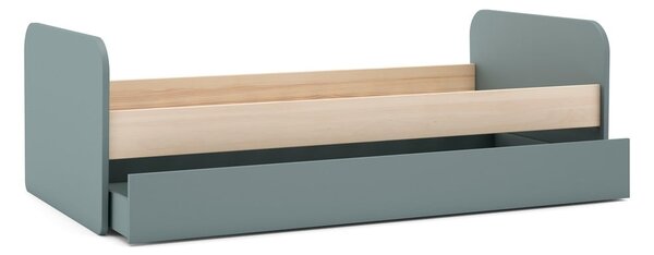 Letto da bambini estraibile verde polveroso con effetto pino con contenitore con rete inclusa 90x200 cm Esteban – Marckeric