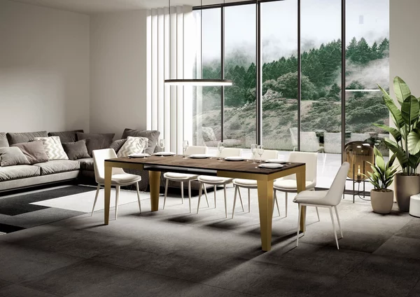 Tavolo Allungabile 180-284x90x80 cm Flame Evolution Noce