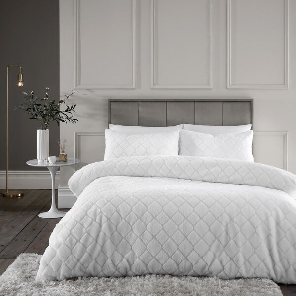Biancheria da letto singola bianca micro felpata 135x200 cm Cosy Diamond - Catherine Lansfield