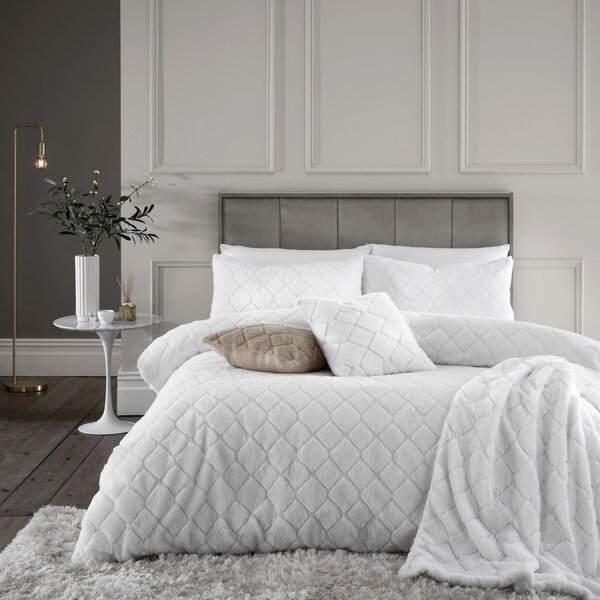 Biancheria da letto singola bianca micro felpata 135x200 cm Cosy Diamond - Catherine Lansfield