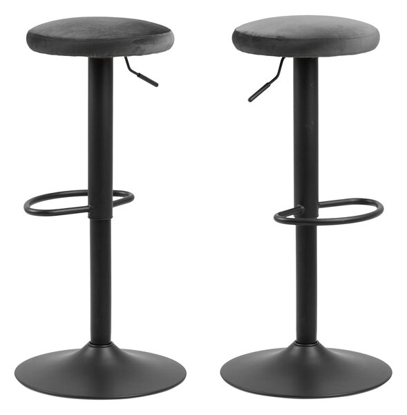 Sedia da bar grigia in imbottito con altezza regolabile (altezza della seduta 62 cm) Finch – Actona