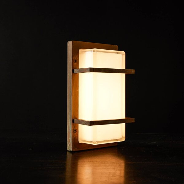 Moretti Luce Applique esterni Ice Cubic 3415, ottone anticato Cubic, dimmerabile, Bronzo / Ottone antico, Ottone