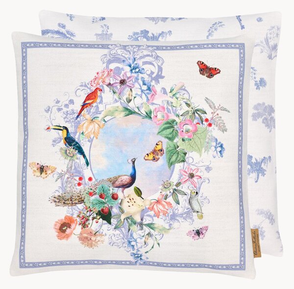 Copricuscino reversibile in cotone Peacock