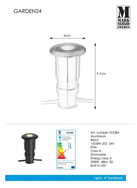 Černé zápustné svítidlo Markslöjd Garden 24 Decklight, ø 60 mm