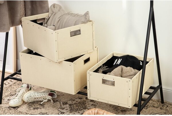 Scatole di cartone beige in set da 3 Ture - Bigso Box of Sweden