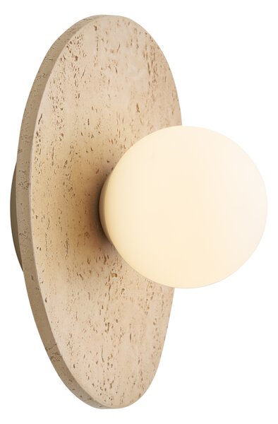 Lampada da parete Japandi in pietra naturale organica con vetro opalino - Josie