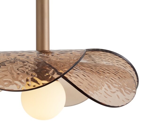 Lampada a sospensione di design bronzo scuro con vetro ambrato - Kemner