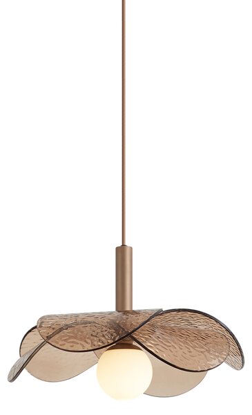 Lampada a sospensione di design bronzo scuro con vetro ambrato - Kemner
