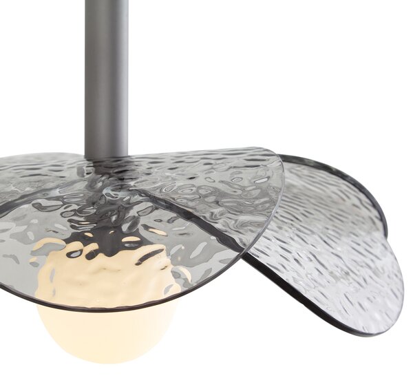 Lampada a sospensione di design argento con vetro fumé - Kemner