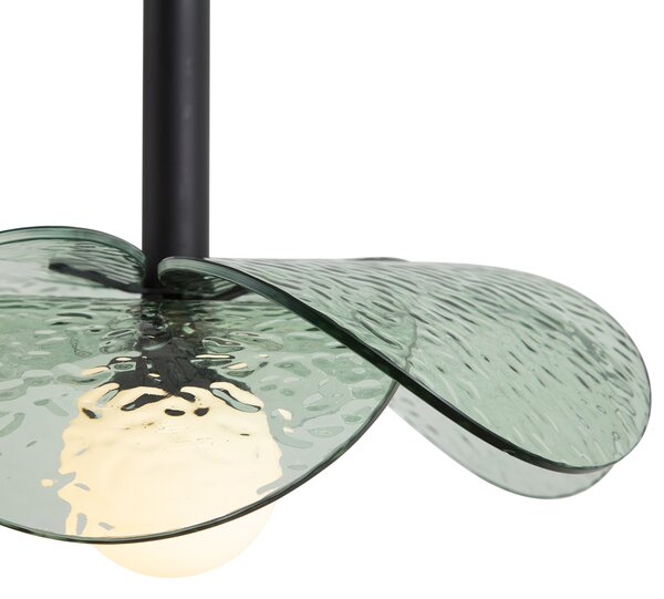 Lampada a sospensione di design nera con vetro verde - Kemner