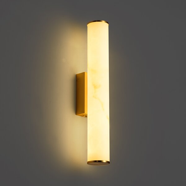 Lampada da parete Japandi in ottone e alabastro con LED dimmerabile a 3 fasi - Josephine