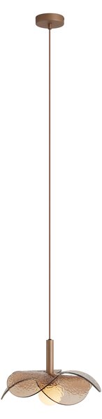 Lampada a sospensione di design bronzo scuro con vetro ambrato - Kemner