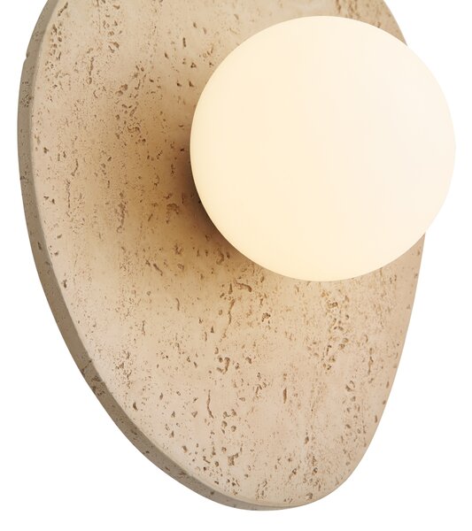 Lampada da parete Japandi in pietra naturale organica con vetro opalino - Josie