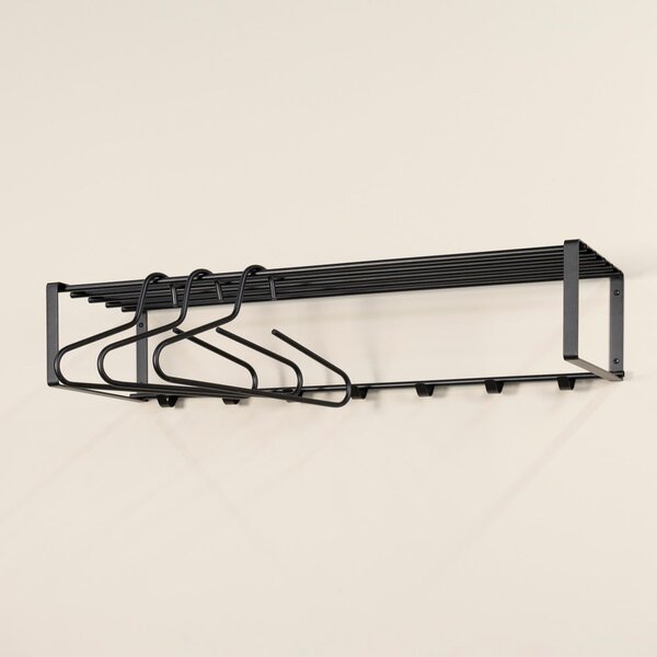 Attaccapanni da parete nero in metallo con scaffale 100 cm Rex – Spinder Design