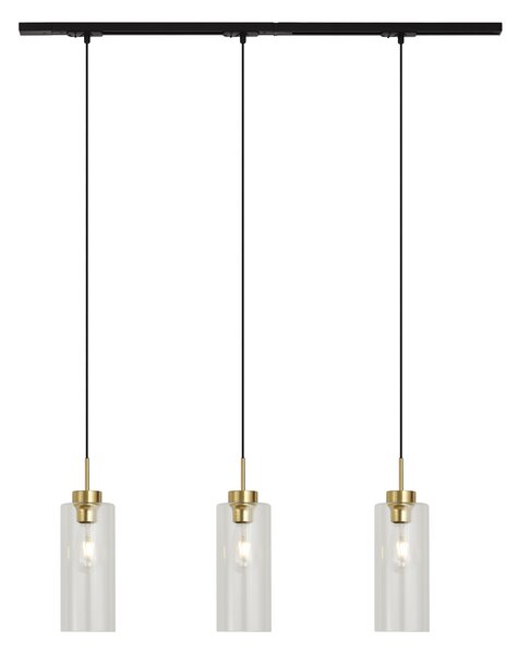 Sistema a binario moderno nero con 3 lampade a sospensione oro con vetro trasparente monofase - Iconic Laura