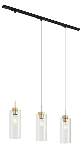 Sistema a binario moderno nero con 3 lampade a sospensione oro con vetro trasparente monofase - Iconic Laura