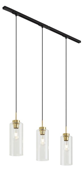 Sistema a binario moderno nero con 3 lampade a sospensione oro con vetro trasparente monofase - Iconic Laura