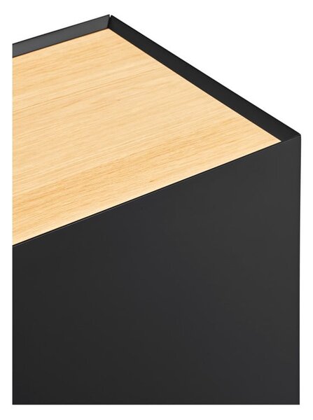 Cassettiera bassa nera effetto rovere 165x78 cm Arista - Teulat