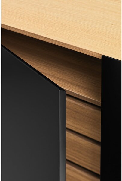 Cassettiera bassa nera effetto rovere 165x78 cm Arista - Teulat