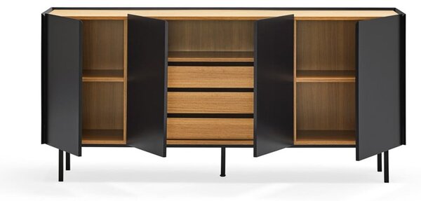 Cassettiera bassa nera effetto rovere 165x78 cm Arista - Teulat