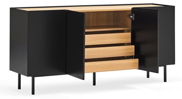 Cassettiera bassa nera effetto rovere 165x78 cm Arista - Teulat
