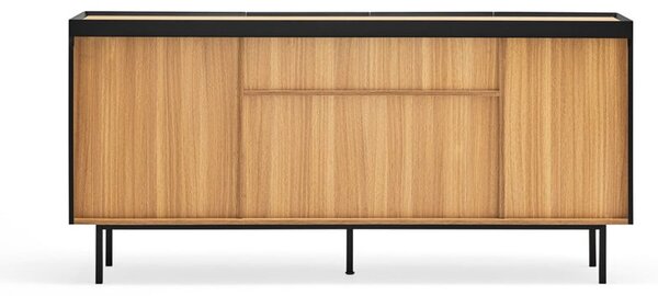 Cassettiera bassa nera effetto rovere 165x78 cm Arista - Teulat