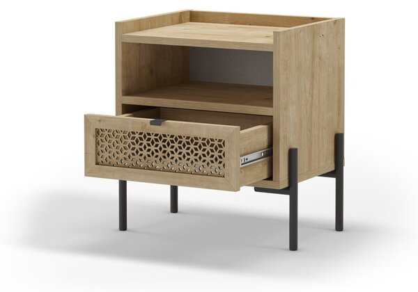 Comodino in rovere con ripiani in colore naturale Inca - Marckeric