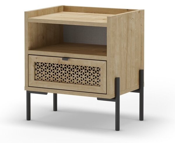 Comodino in rovere con ripiani in colore naturale Inca - Marckeric