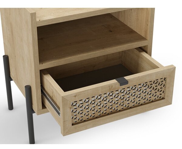 Comodino in rovere con ripiani in colore naturale Inca - Marckeric