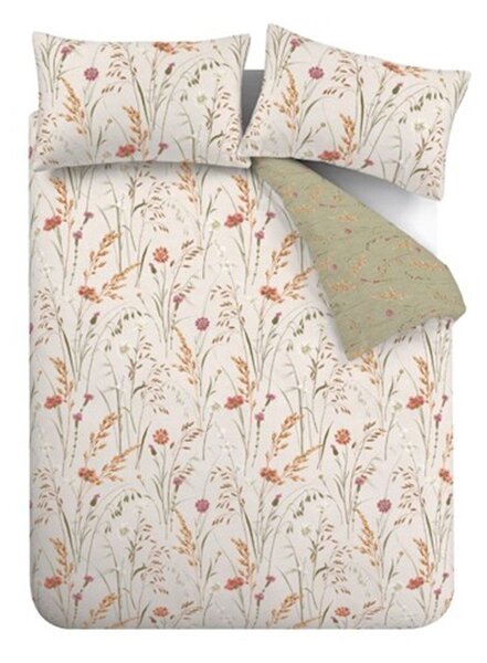 Set copripiumino e federa verde e marrone in flanella per letto matrimoniale 200x200 cm Grasmere Floral – Catherine Lansfield