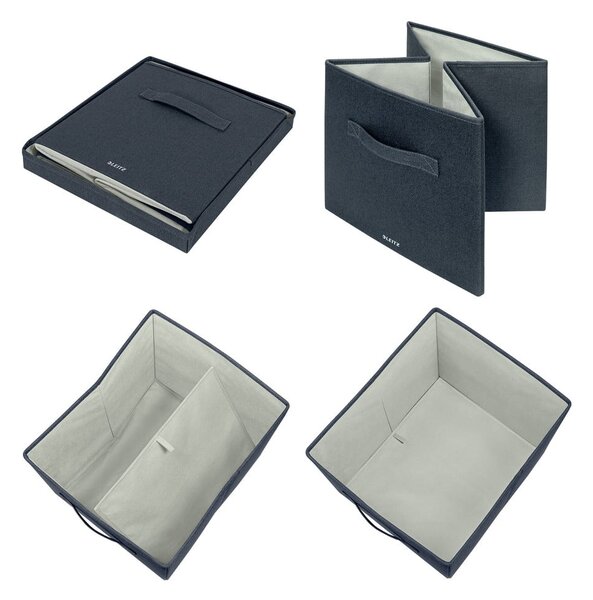 Set di 2 scatole in tessuto grigio scuro con coperchio 33x38x32,5 cm - Leitz