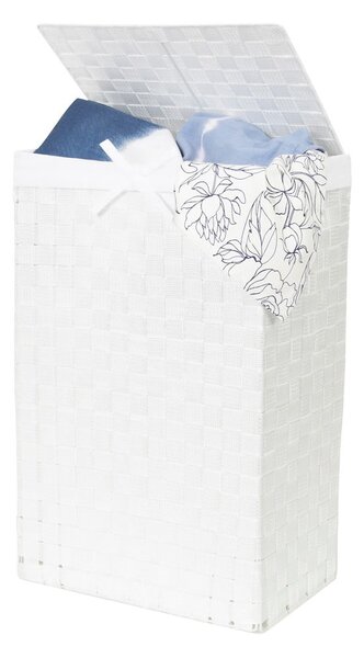 Cesto da bucato bianco con coperchio Cesto da bucato in lino, altezza 60 cm - Compactor