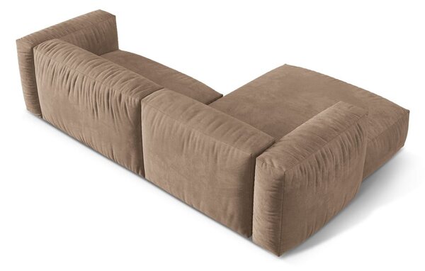Divano angolare componibile marrone chiaro (con penisola a sinistra/con chaise lounge) con rivestimento in velluto Martina – Micadoni