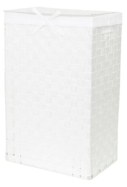 Cesto da bucato bianco con coperchio Cesto da bucato in lino, altezza 60 cm - Compactor