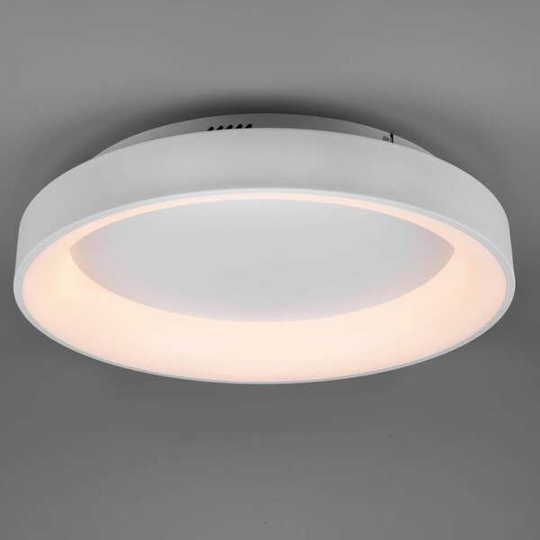 Trio Lighting Plafoniera a LED Girona, dimmerabile, Bianco / Opale, Soggiorno / Sala da pranzo, Metallo, Moderno, Plafoniera LED