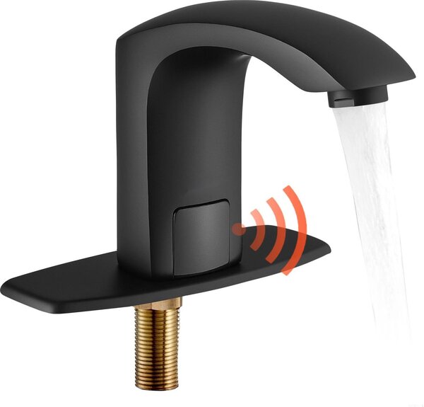 Rubinetto per lavabo - Rubinetto automatico a sensore - Touchless - Caldo/freddo regolabile - Funzionamento a batteria - Per lavabi - Nero opaco