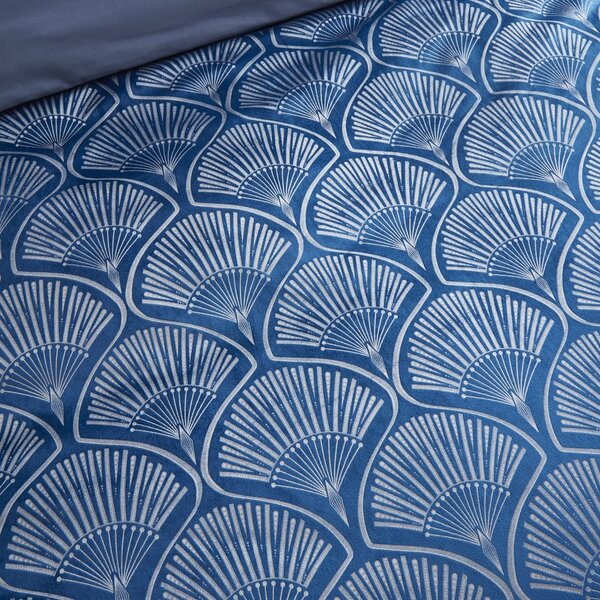 Biancheria blu per letto matrimoniale 200x200 cm Art Deco Pearl - Catherine Lansfield