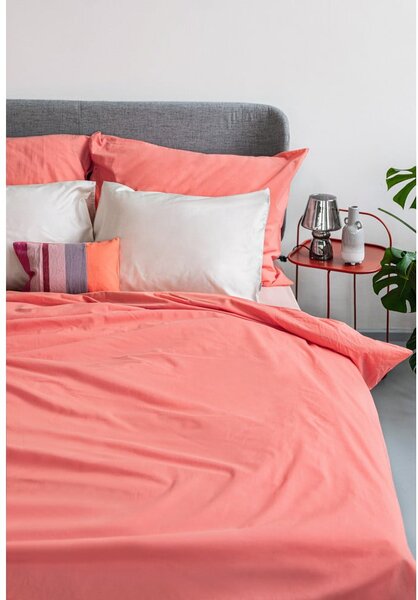 Lenzuola in cotone rosa corallo per letto matrimoniale, 200 x 220 cm - Bonami Selection