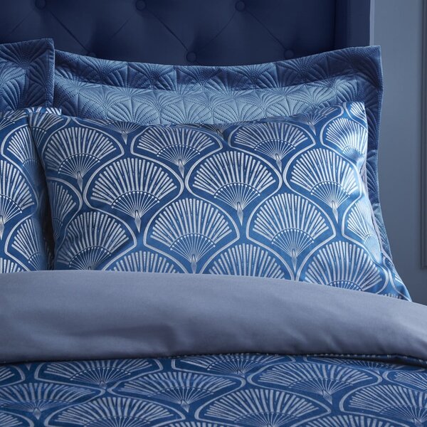 Biancheria blu per letto matrimoniale 200x200 cm Art Deco Pearl - Catherine Lansfield