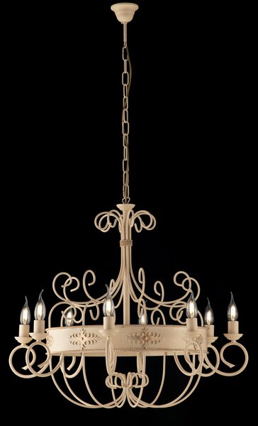 Lampadario Rustico Baltimora Metallo Avorio Oro 8 Luci E14