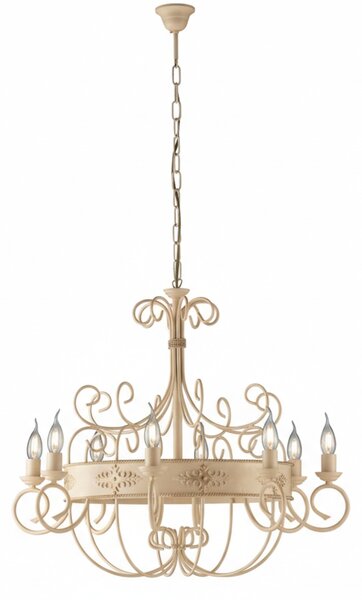 Lampadario Rustico Baltimora Metallo Avorio Oro 8 Luci E14
