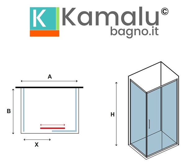 Kamalu box doccia angolare 70x100 telaio argento opaco scorrevole | ke-4000a